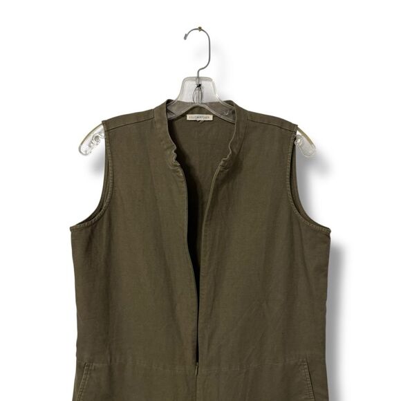 Eileen Fisher Olive Green Cotton Hemp Stretch Jumpsuit Small Medium - Picture 7 of 12